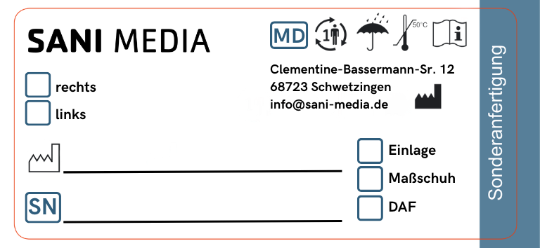 Acetatseide-Etiketten für MDR-Kennzeichnung von Einlagen, Schuhen & Orthesen